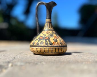 Vintage Greek Corinthian Aryballos Oil Flask — Danis Greece Museum Replica, 580 BC Style, Black Figure Pottery, Ancient Greece Reproduction,