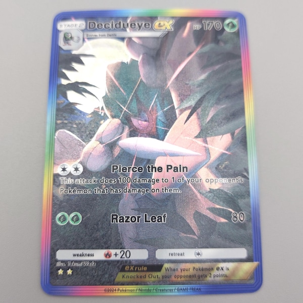 Decidueye EX Pokemon TCG Pocket Celestial Guardians Custom Textured Full Alt Art Illustration Card - TCGP App inspired proxy
