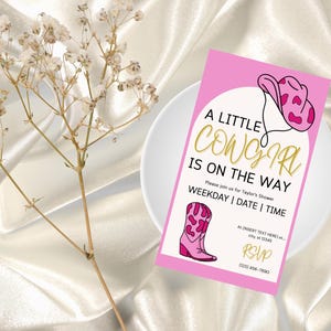Editable Little Cowgirl Baby Shower Invitation, Pink Rodeo Baby Shower Invitation