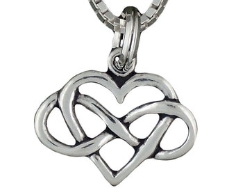 Sterling Silver Heart with Infinity Symbol Necklace Pendant Forever Love