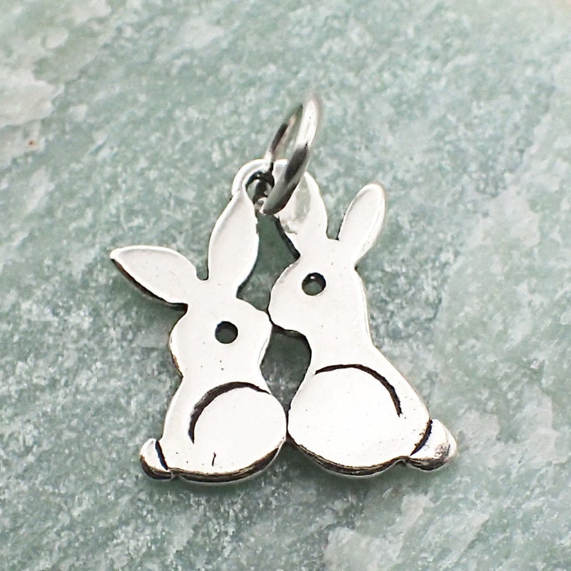 Silver Bunny Charm - Etsy