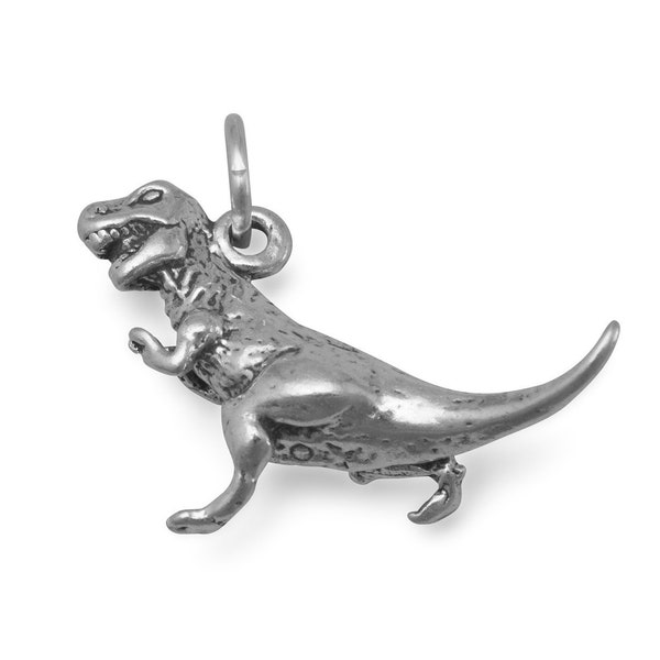 Tyrannosaurus Rex Dinosaur Charm Sterling Silver Pendant 3D  T. Rex