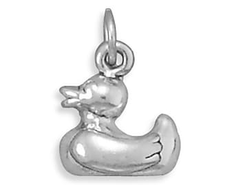 Duck Charm Sterling Silver Pendant Rubber Duckie Ducky 3D