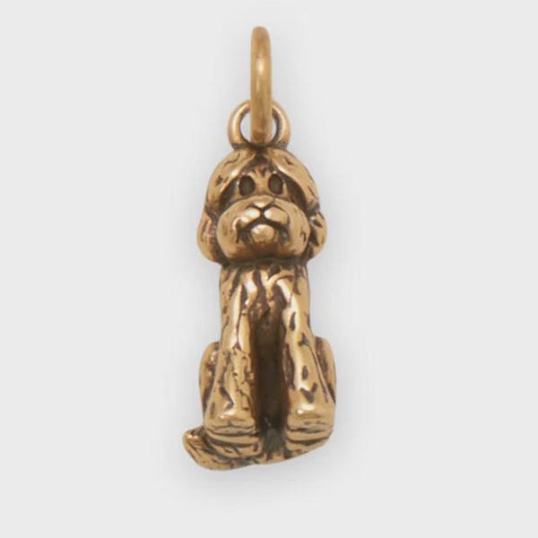 Labradoodle Charm Gold Plated Sterling Silver Pendant Dog 3D Pet Goldendoodle