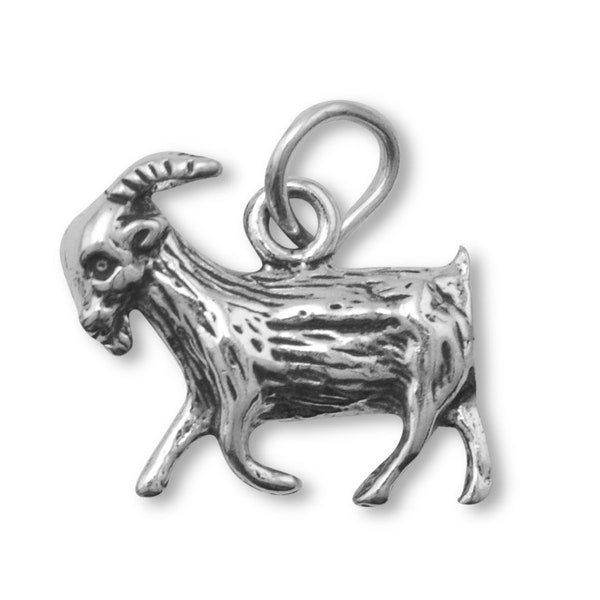 Goat Charm Sterling Silver Pendant Farm Animal