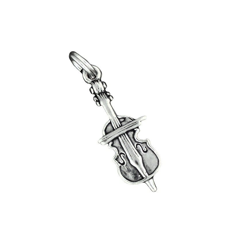 3D LOVELY SILVER VIOLIN CLIP ON CHARM FOR BRACELETS -TIBETIAN SILVER NEW