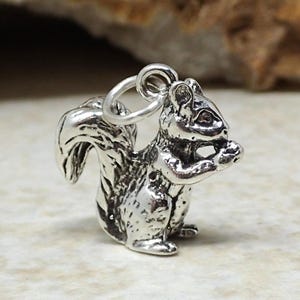 Squirrel Charm Sterling Silver Pendant Animal 3D Chipmunk