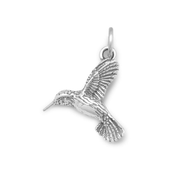 Hummingbird Charm Sterling Silver Pendant Humming Bird