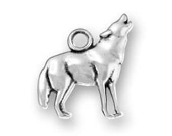 Sterling Silver Wolf Charm Pendant Howling Animal