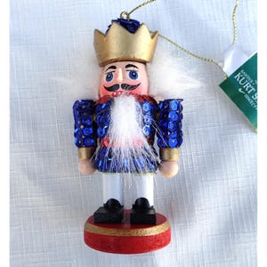 Kurt S Adler Blue Sequin Nutcracker King Christmas Ornament Gold Crown w/ Tag
