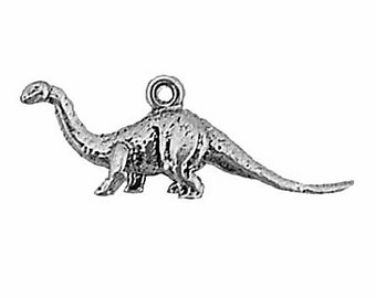 Dinosaur Charm Sterling Silver Brontosaurus Pendant 3D