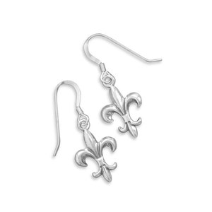Sterling Silver Fleur De Lis Earrings Dangles New Orleans