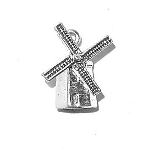 Windmill Charm Sterling Silver Pendant 3D Dutch Holland