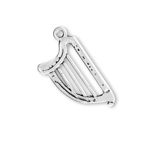 Celtic Harp Charm Sterling Silver Pendant Music Lyre Irish Musical Instrument