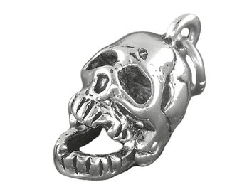 Skull Charm Sterling Silver Pendant Skeleton Jaw Moves