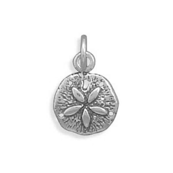 Small Sand Dollar Charm 925 Sterling Silver Pendant Beach Sea Shell Animal