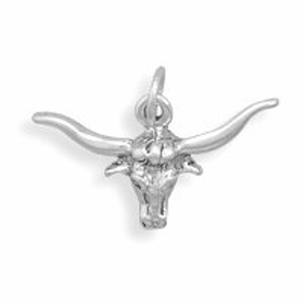 Bull Steer Longhorn Charm Sterling Silver Pendant Taurus Animal Cow