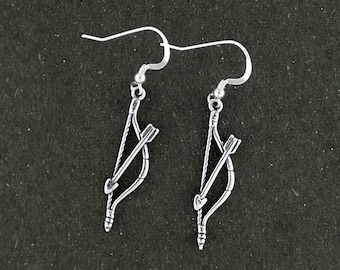 Sterling Silver Bow and Arrow Earrings French Wires