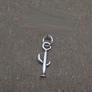 Tiny Cactus Charm Sterling Silver Pendant Saguaro Southwest
