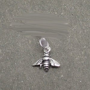 Tiny Honey Bee Charm Sterling Silver Pendant Bumble Insect