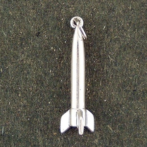Rocket Charm Sterling Silver 3D Pendant Spaceship Space