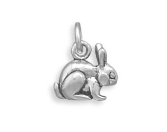 Bunny Rabbit Charm Sterling Silver Pendant 3D Bunny Animal Pet Easter