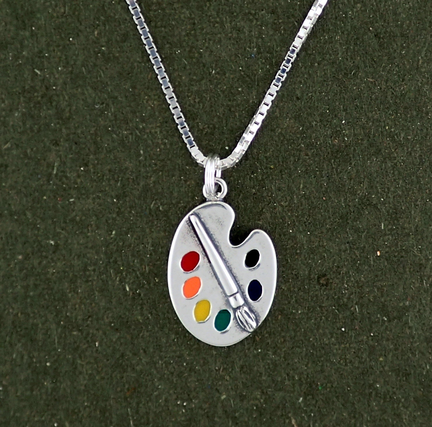 Sterling Silver Art Paint Palette Charm Pendant Necklace | Etsy
