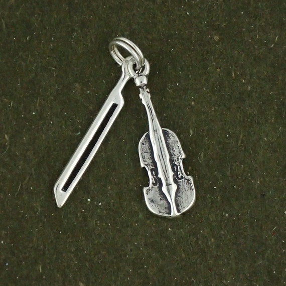 Violin and Bow Charm Sterling Silver - Made in the USA Violin and Bow Charm Sterling Silver - Made in the USA