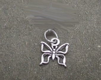 Tiny Butterfly Charm Sterling Silver Pendant Insect