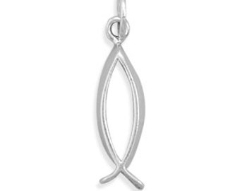 Christian Fish Charm Sterling Silver Pendant Ichthus Ichthys Religious