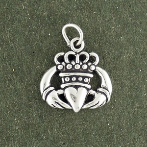 Claddagh Charm Sterling Silver Pendant Claddaugh Heart Crown Hand Celtic
