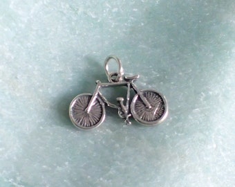 Bicycle Charm Sterling Silver Pendant 3d Bike