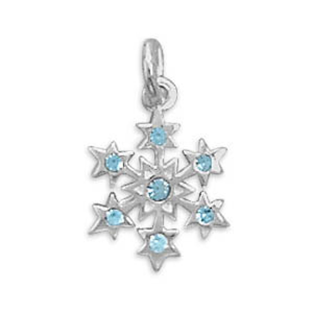 Blue Crystal Snowflake Charm 925 Sterling Silver Winter Christmas - Etsy