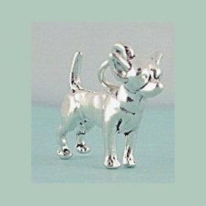 Chihuahua Dog Charm Sterling Silver Pendant 3D Pet Animal Doggie