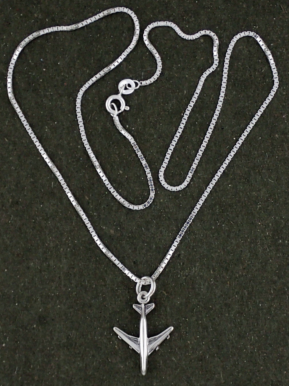 Collana Con Ciondolo Aereo Boeing 747 Argento - Viaggio E Aviazione