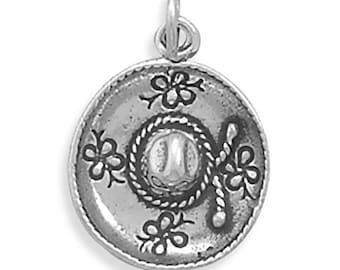 Sombrero Charm Sterling Silver Pendant Mexican Hat