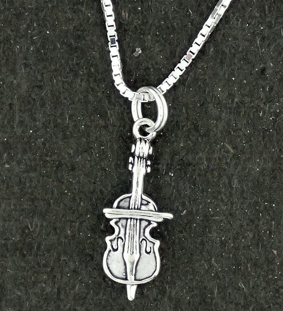 Sterling Silver Cello Pendant Necklace Musical Instrument With Box