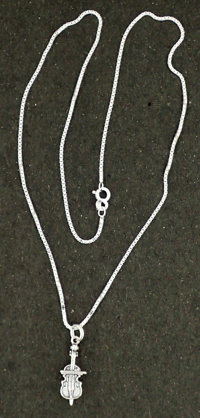 Sterling Silver Cello Pendant Necklace Musical Instrument With Box