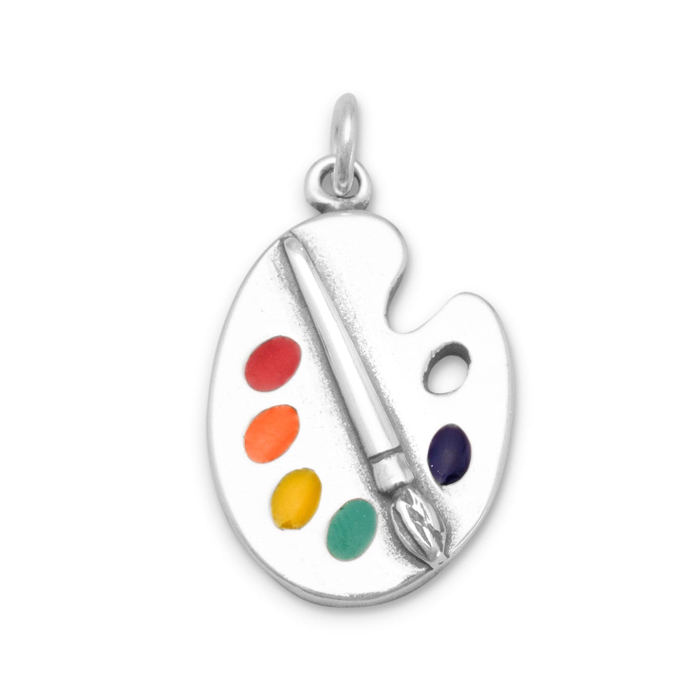 Sterling Silver Art Paint Palette Charm Pendant Multicolor