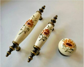 Premium Hand-Painted Porcelain Cabinet Knob, Drawer Pull for Kitchen, Bathroom, Wardrobe & Dresser, Elegant Furniture Handle