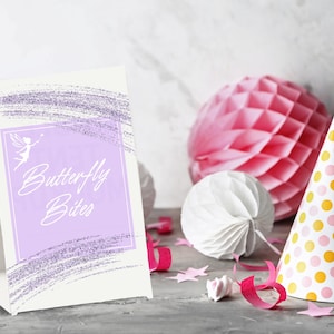 Fairy Party Food Labels: Editable Canva Table Tent Cards (Digital Download