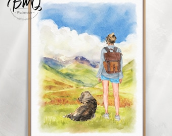 100% Hand-Painted Custom Portrait with Pet from Photo, Watercolor Pet Portrait, Gift for Pet Mom, Pet Memorial Gift, Gift for Her