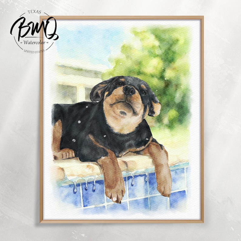 100% Hand-Painted Custom Pet Portrait, Watercolor Dog Portrait from Photo, Pet Memorial Art, Gift for Pet Lover, Pet Memorial Gift image 4
