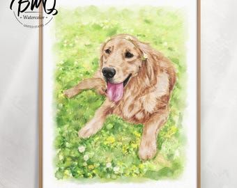 Custom Watercolor Pet Portrait, Hand-Drawn Pet Portrait from Photo, Dog Memorial Gift, Pet Loss Gift, Gift for Pet Lover