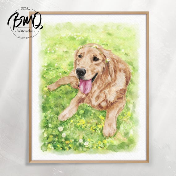 100% Hand-Painted Custom Pet Portrait, Watercolor Dog Portrait from Photo, Pet Memorial Art, Gift for Pet Lover, Pet Memorial Gift