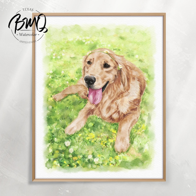 100% Hand-Painted Custom Pet Portrait, Watercolor Dog Portrait from Photo, Pet Memorial Art, Gift for Pet Lover, Pet Memorial Gift image 1