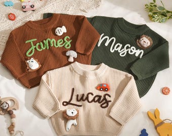 Suéter con nombre personalizado, suéteres bordados para niños pequeños, jersey para bebé, regalos para guardería, regalo para baby shower