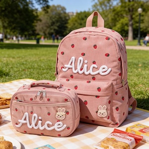 Personalized Corduroy School set - Backpack and Lunchbag,Back to School Gift,Toddler Book Bag, School Lunch Bag ,Kids Backpack with name