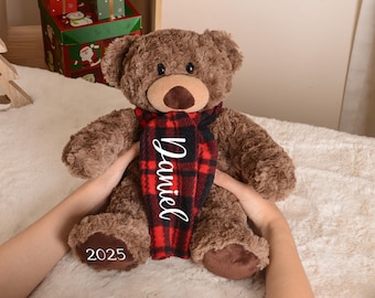 Custom Monogrammed Teddy Bear,Personalized Teddy Bear,Teddy Bear Soft Plush Toy,Baby Shower Gift,Newborn Gift,Keepsake Gift for Baby