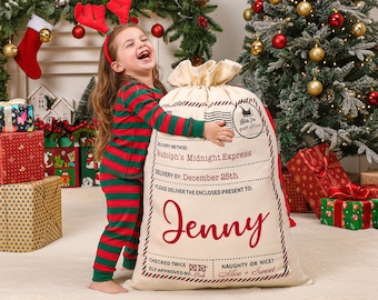 Personalized Large Santa Sack,Family Christmas Sack with Name,2026 Christmas Gift Bag,Christmas Gifts for kids,Large Santa Bag,Holiday Decor